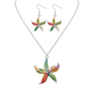 Stunning Starfish Necklace Earring Jewelry Set 3PC